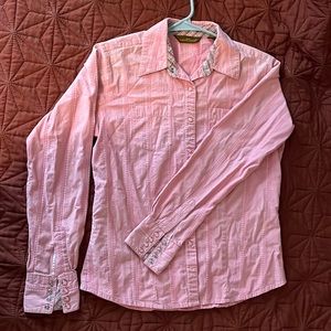 Pink Pearl Snap Button Up Long Sleeve